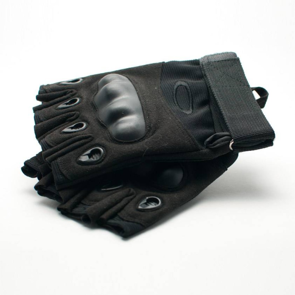 Black Tactical Fingerless Gloves