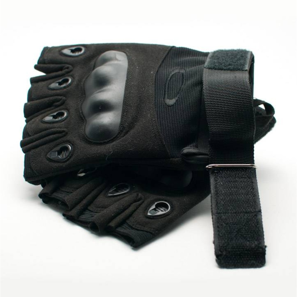 Black Tactical Fingerless Gloves