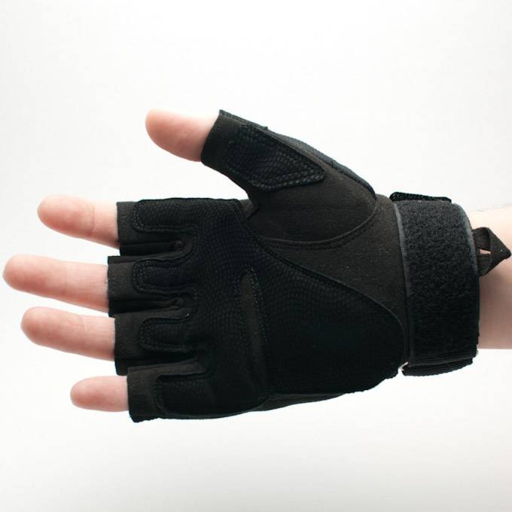 Black Tactical Fingerless Gloves